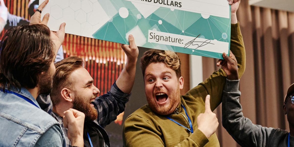 A group of people celebrating a significant financial achievement, symbolizing the gains made by retail traders.