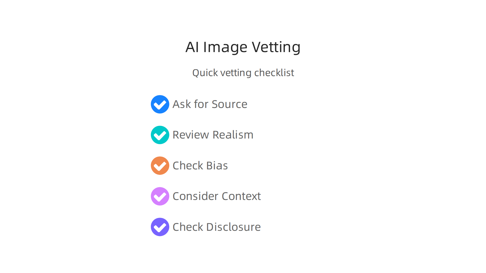 An infographic outlining key steps for leaders to inspect and verify AI-generated images.