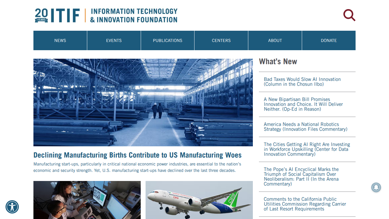The ITIF website, a leading source for data and analysis on technology policy and innovation.