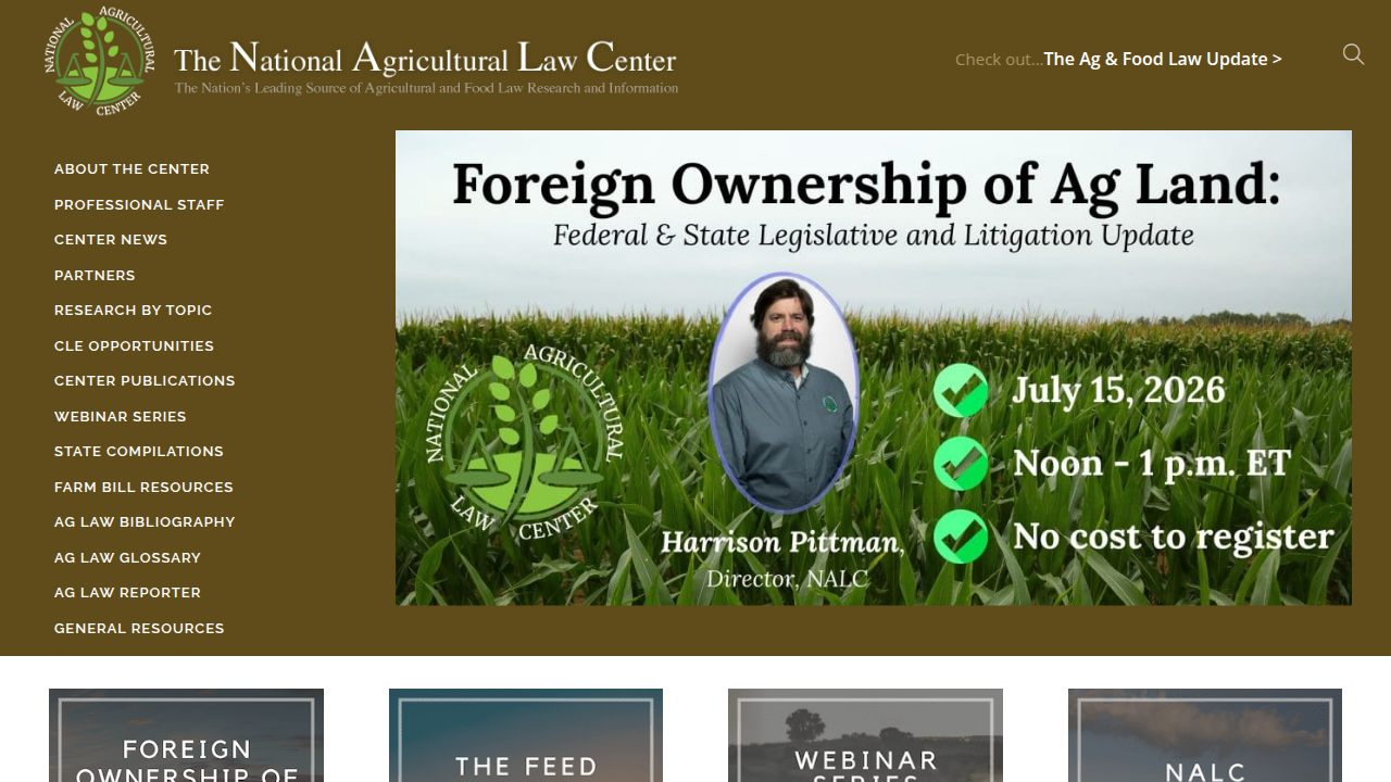 The National Agricultural Law Center provides crucial insights into regulatory changes like the 2026 Farm Bill, vital for ag stock analysis.
