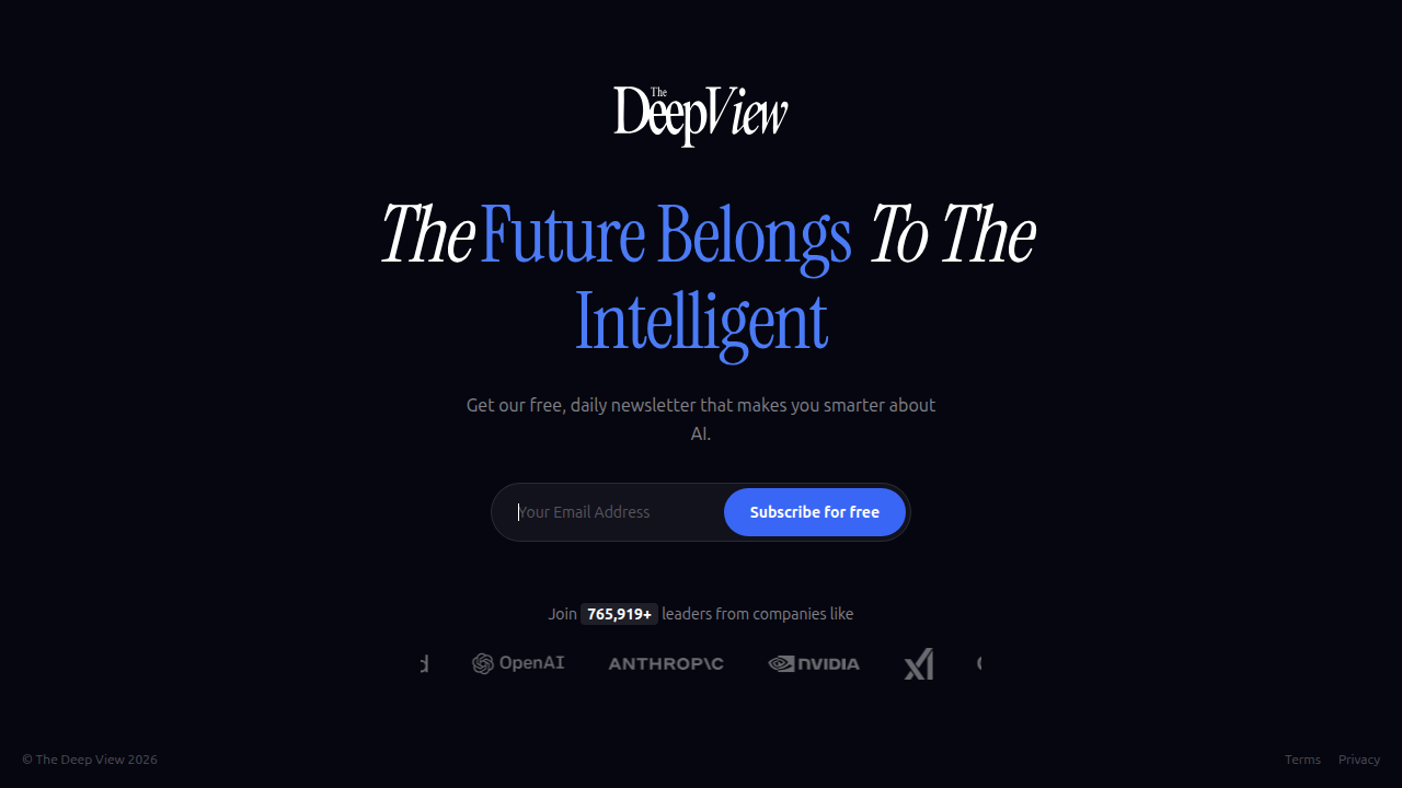 Screenshot of The AI Newsletter Worth Reading homepage, offering daily AI updates to investors.