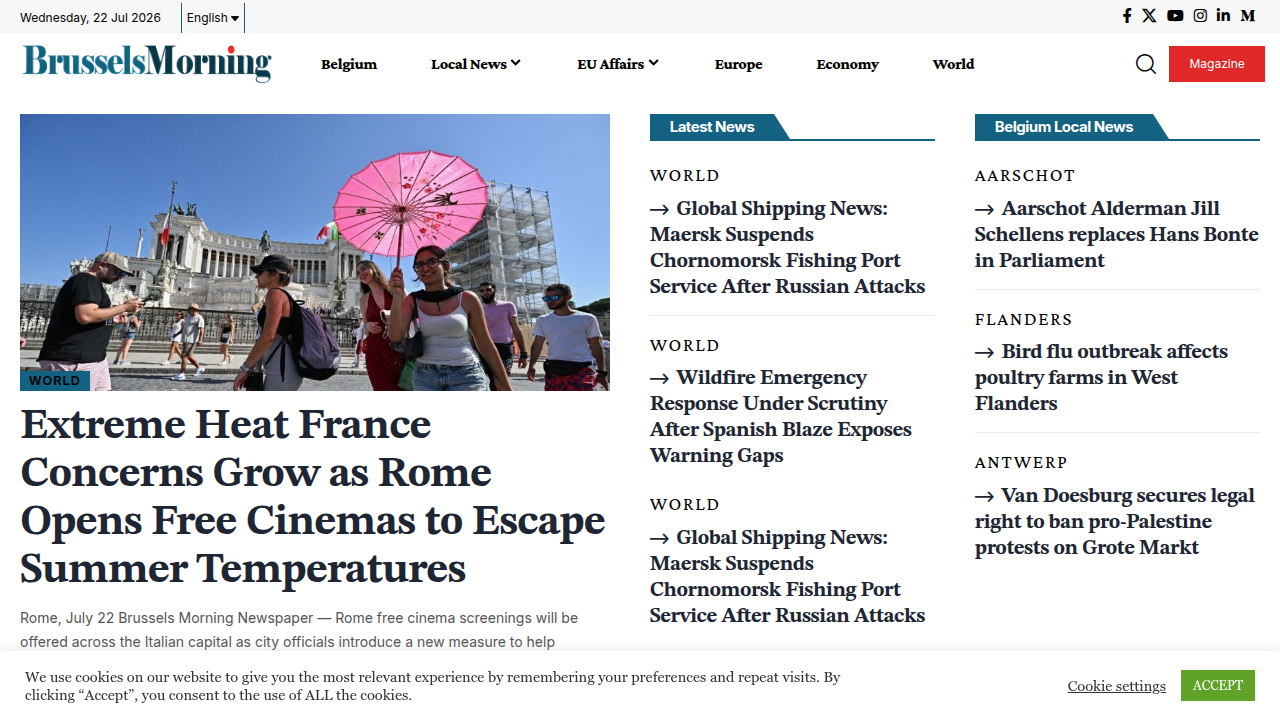 Screenshot of a Brussels Morning article discussing investor confidence as a market signal.