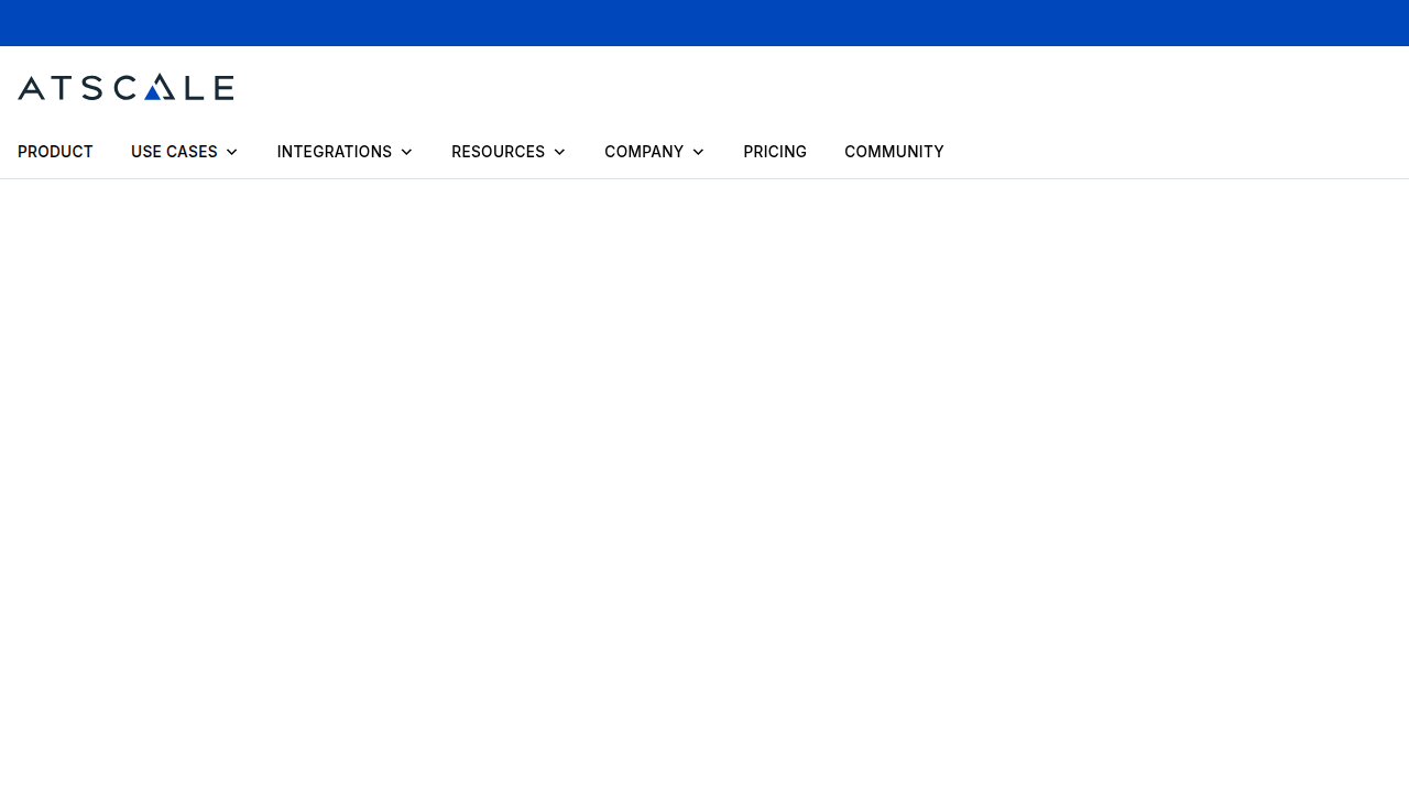 The homepage of AtScale, showcasing their data intelligence and AI-ready data solutions.